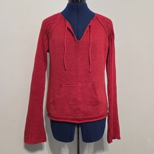 Vintage Red Cotton Ramie Bell Sleeve Sweater Size M
